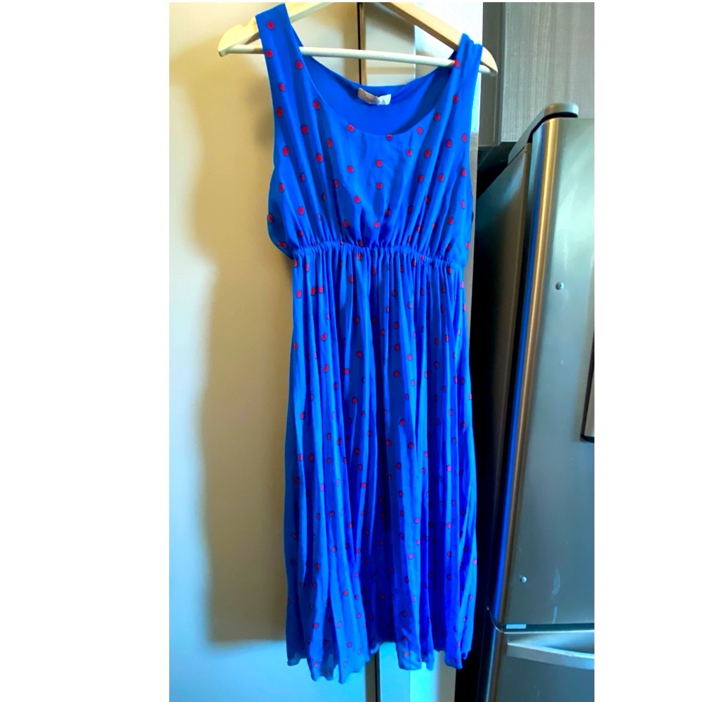 Sweet Miss XL blue red polka dot dress high waist sleeveless casual fun party